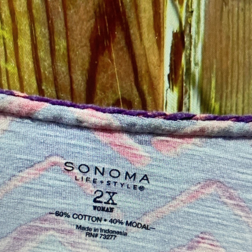 Sonoma Purple and Pink Chevron Scoop Neck Short Sleeve Top - Picture 2 of 5